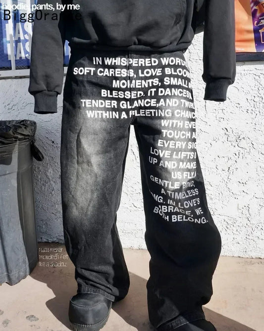 jeans with poetry for peaople,who want to look mysterious