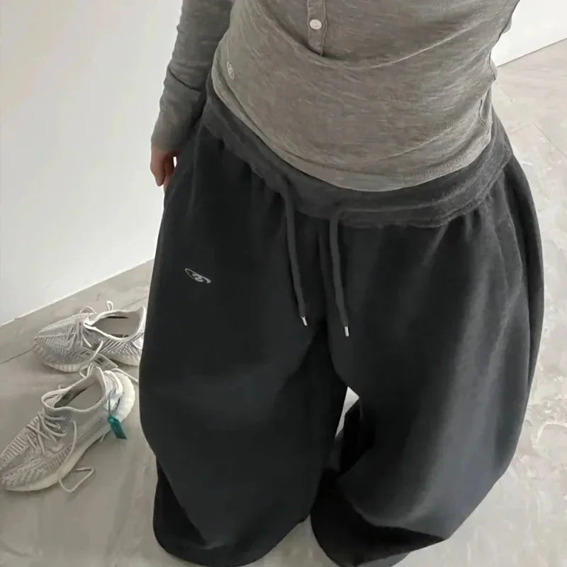 American Retro High Waist Super Wide-Leg Pants