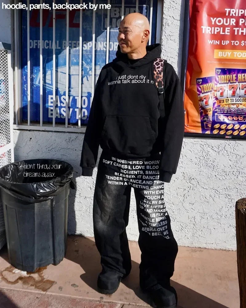 jeans with poetry for peaople,who want to look mysterious