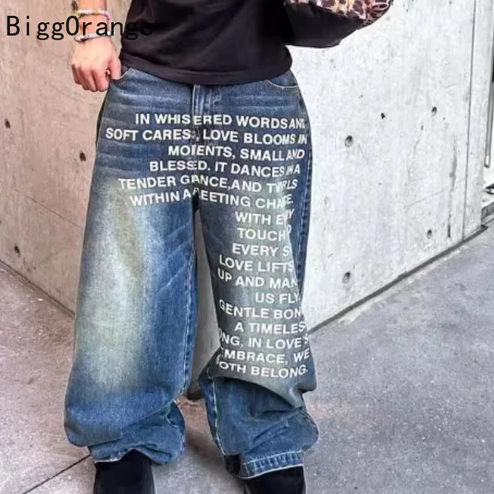 jeans with poetry for peaople,who want to look mysterious