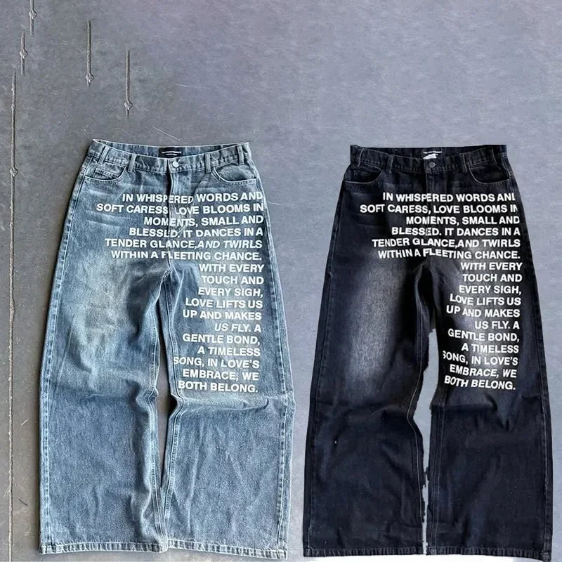 jeans with poetry for peaople,who want to look mysterious