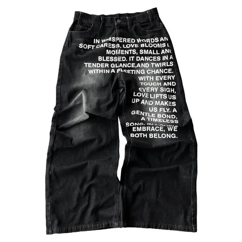 jeans with poetry for peaople,who want to look mysterious