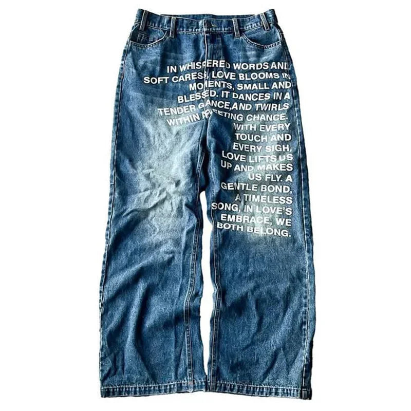 jeans with poetry for peaople,who want to look mysterious