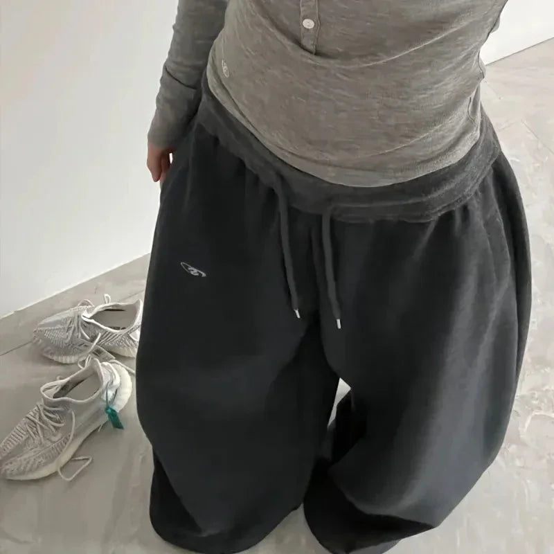 American Retro High Waist Super Wide-Leg Pants