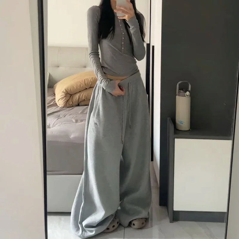 American Retro High Waist Super Wide-Leg Pants