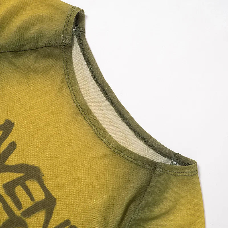 Y2K Letter Print Tops