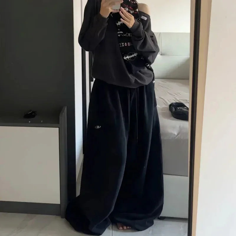 American Retro High Waist Super Wide-Leg Pants