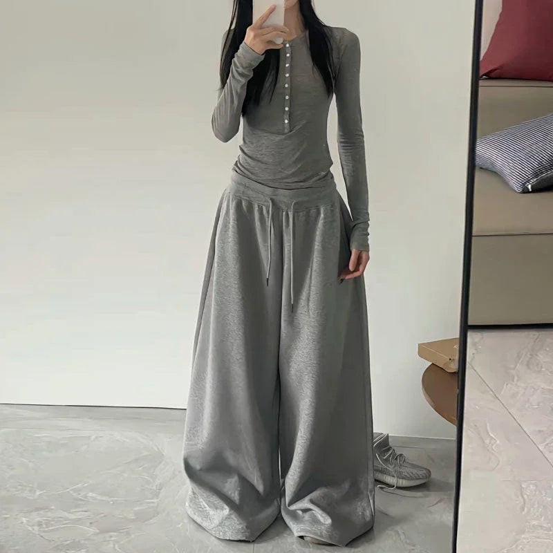 American Retro High Waist Super Wide-Leg Pants
