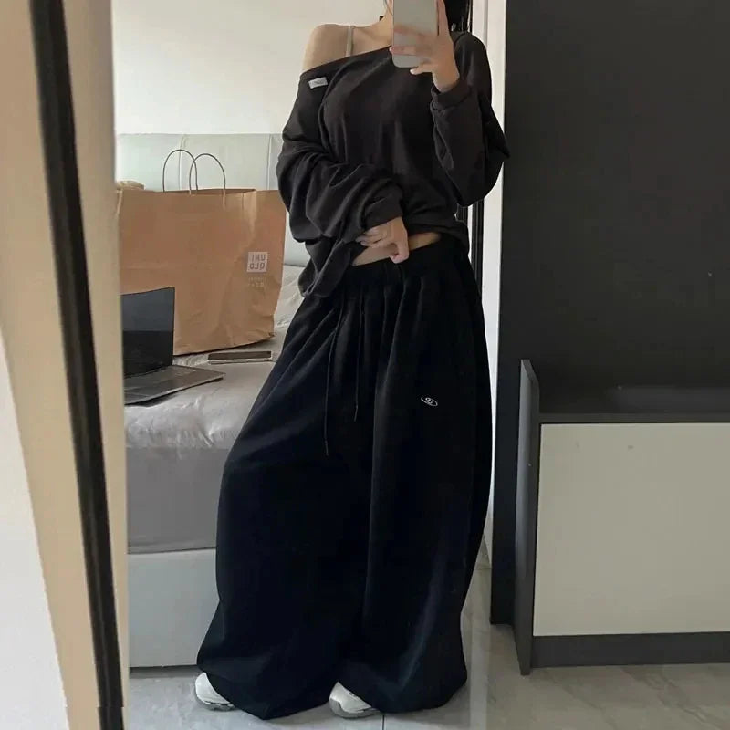American Retro High Waist Super Wide-Leg Pants