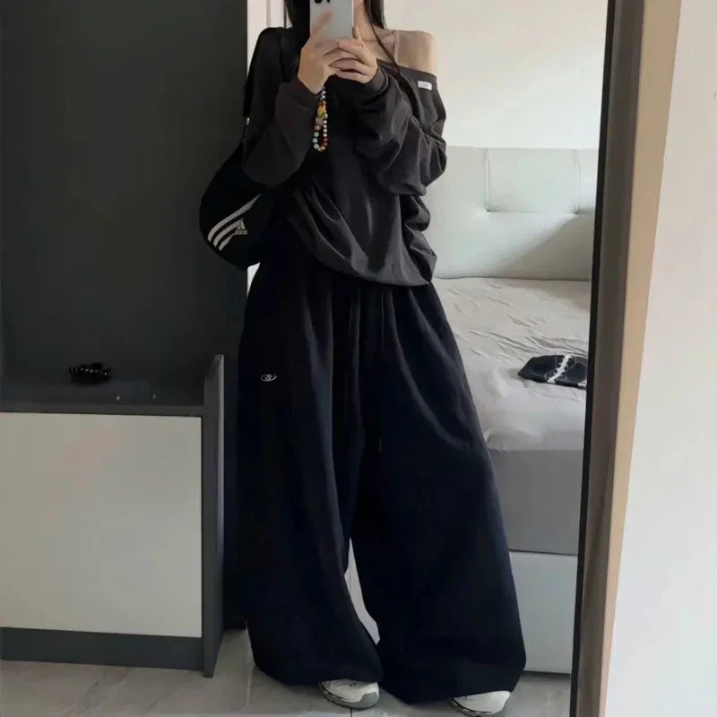 American Retro High Waist Super Wide-Leg Pants