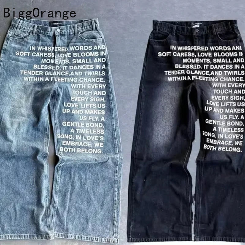 jeans with poetry for peaople,who want to look mysterious